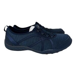 Skechers Womens 9 Navy Slip-On Sneakers Bungee Laces Athletic Walking Shoes
